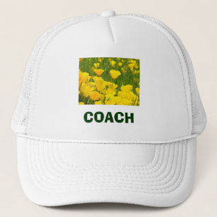 COACH Sport Hats Orange Poppy Flowers Truckerkeps