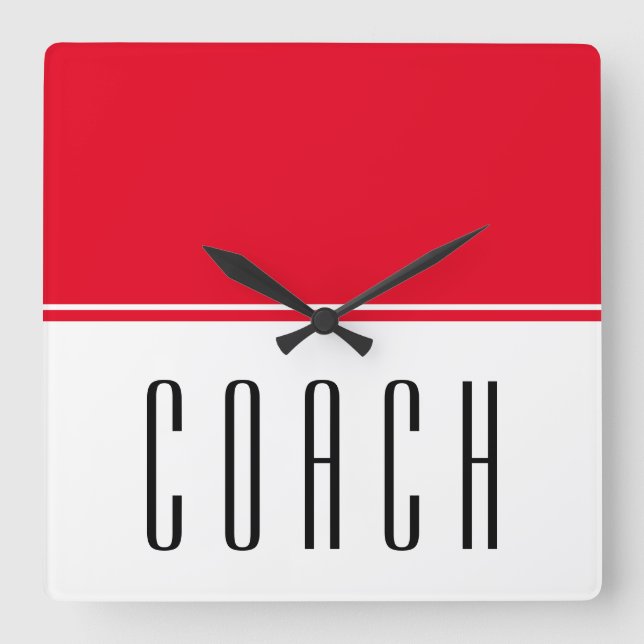 COACH Sporty Bold Bright Red White Färg Block Fyrkantig Klocka (Framsida)