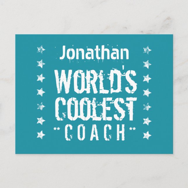 COACH Teal Bakgrund Grungestjärnor A03 Meddelande Vykort (Framsida)