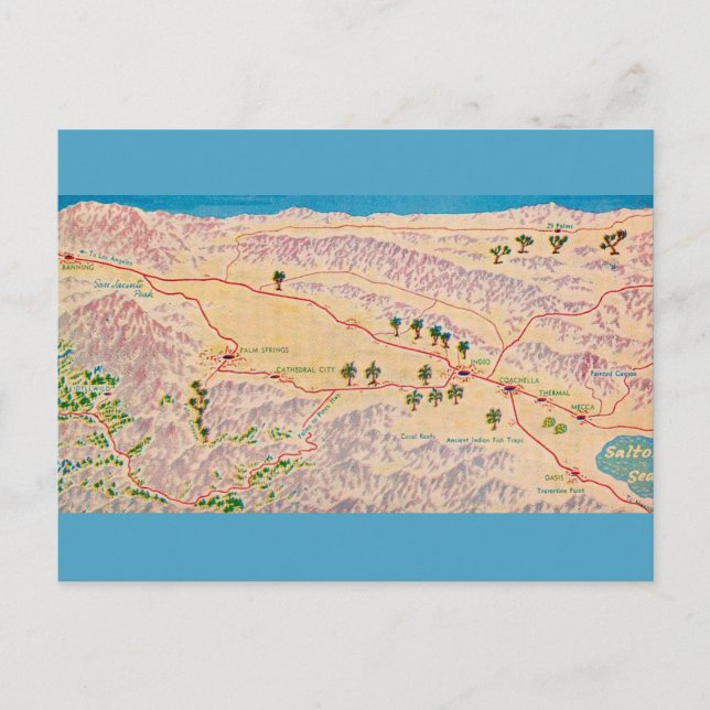Coachella Kalifornien Illustrerad vykort (Framsida)
