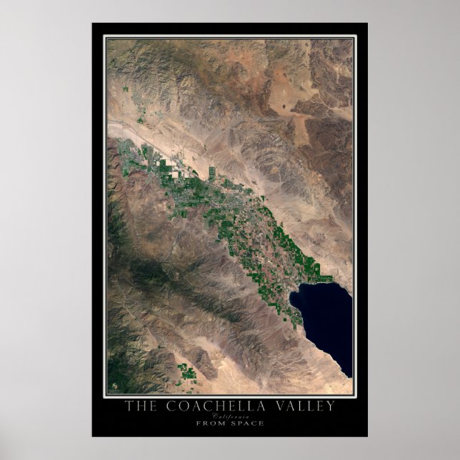 Coachella Valley California Satellite Karta Poster (Framsidan)