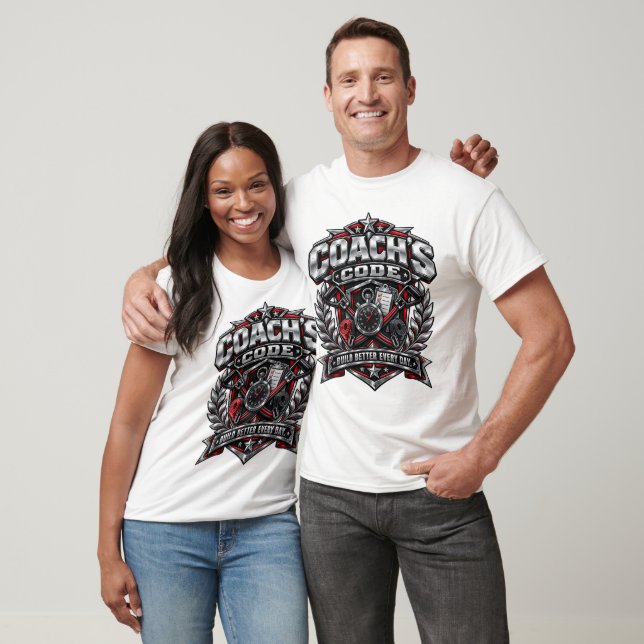 Coach's Code Metallisk Fitness-emblem Logodesign T Shirt (Unisex)