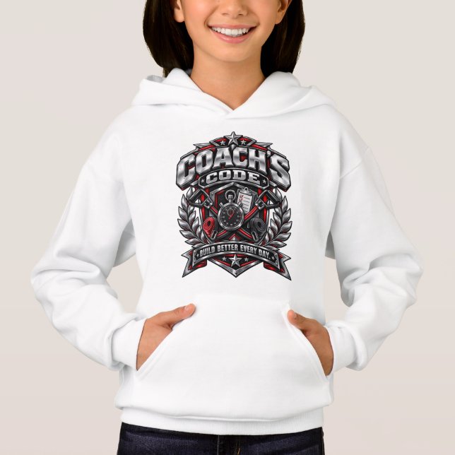 Coach's Code Metallisk Fitness-emblem Logodesign T Shirt (Framsida)