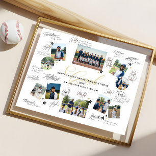 Coachuppskattande fotokollage teamsignatur poster