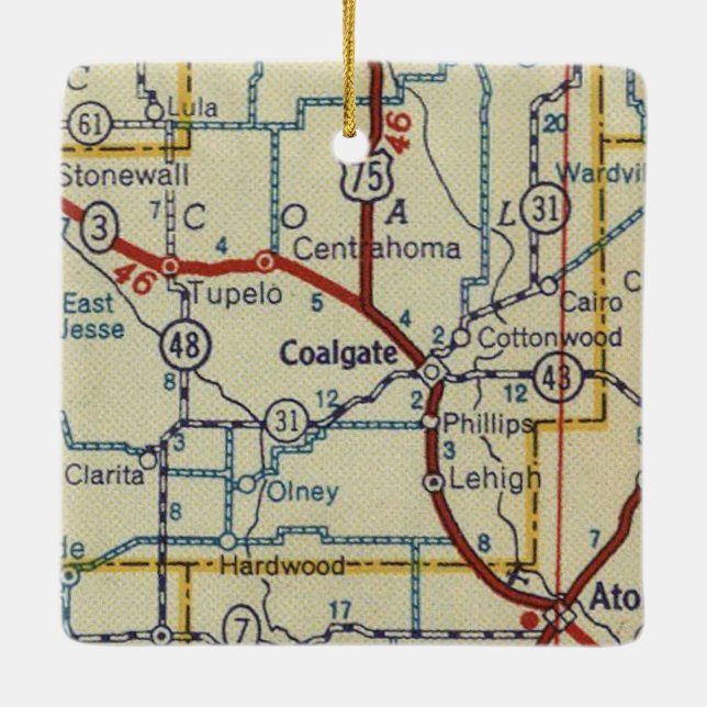 Coalgate OK Retro Karta Julgransprydnad Keramik (Baksida)