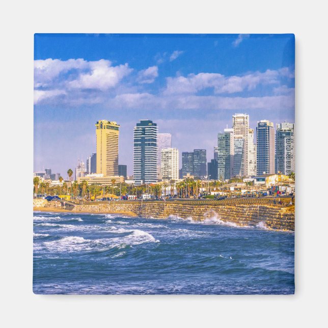 Coastal Aerial Tel Aviv Cityscape, Israel Magnet (Framsidan)