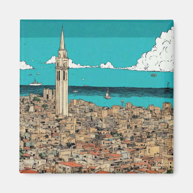 Coastal Aerial Tel Aviv Cityscape, Israel Magnet (Framsidan)