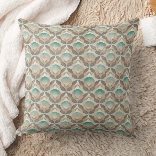 Coastal Art Deco jordton - Geometrisk (2) Kudde (Filt)