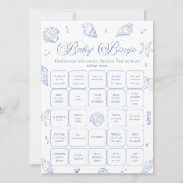 Coastal Baby Shower Find the Guest Bingo Game Card Inbjudningar