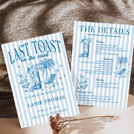 Coastal Bachelorette Cocktailparty Blå Inbjudningar