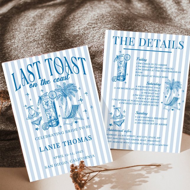 Coastal Bachelorette Cocktailparty Blå Inbjudningar (Skapare uppladdad)