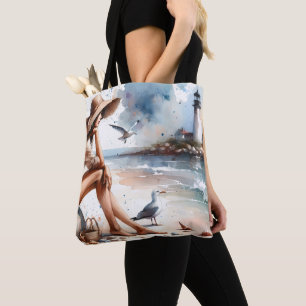Coastal Beach Girl & Lighthouse Tygkasse