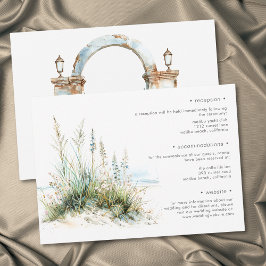 Coastal Beach Modern Watercolor Wedding Details Tilläggskort
