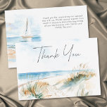 Coastal Beach Modern Watercolor Wedding Tack Kort<br><div class="desc">This elegant beach watercolor wedding thank you card featuring tranquil seas and ocean hues. Perfect for seaside weddings,  this minimalist coastal design offers a romantic,  modern look that sets the tone for a relaxed yet refined celebration. Created by Simply Farmhouse Press.</div>