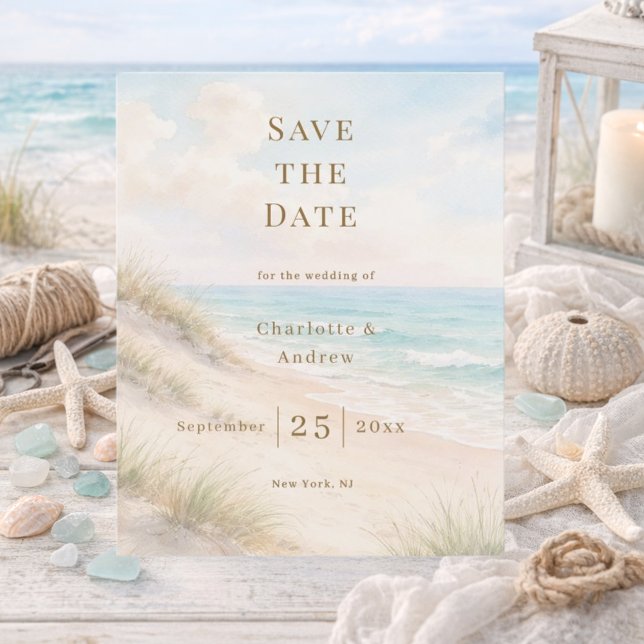 Coastal beach modern wedding Save the Date card (Skapare uppladdad)