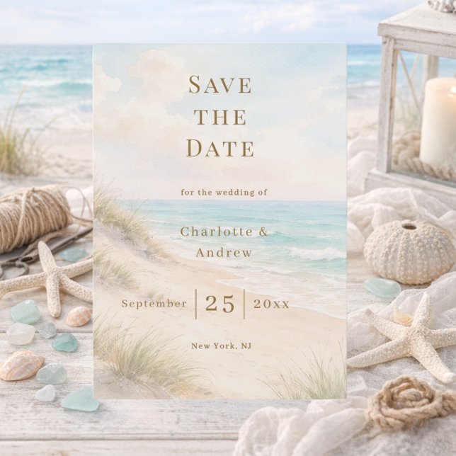 Coastal beach modern wedding spara datumet (Skapare uppladdad)