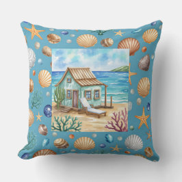 Coastal Beach Mug & Pillow - Seashells Starfish Co Kudde