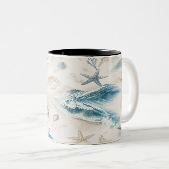 Coastal Beach Seashells Mug Två-Tonad Mugg (Framsida höger)