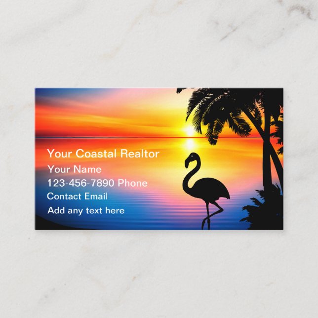 Coastal Beach Theme Realtor  Visitkort (Framsida)