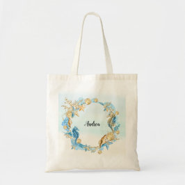 Coastal Beach Tote med Seashells, Starfish Tygkasse