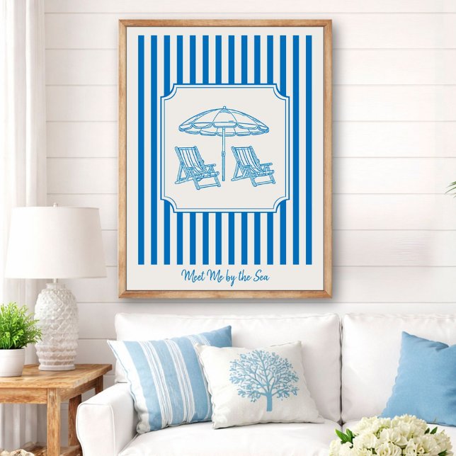 Coastal Beach Vibes Blue Stripes Poster (Skapare uppladdad)