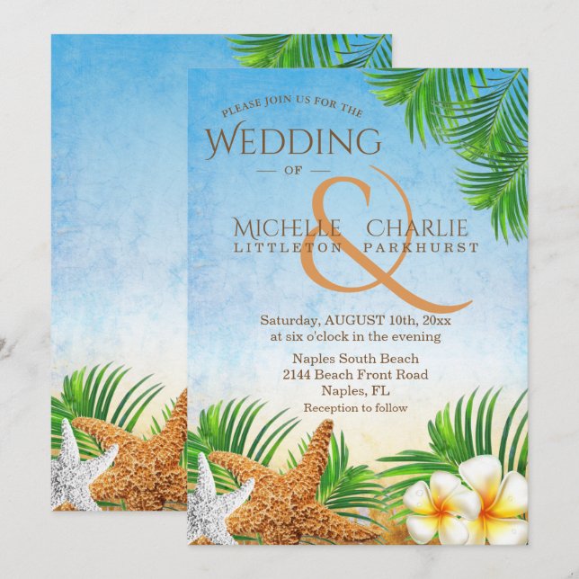 Coastal Beach Wedding Inbjudningar (Fram/baksida)