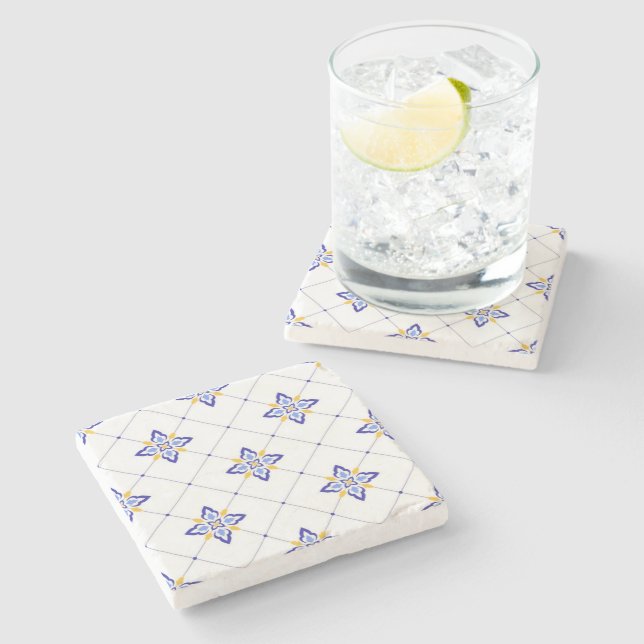 Coastal Blossom Minimal Blue Modern Mediterranean  Stenunderlägg (Sidan)