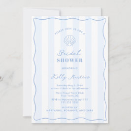 Coastal Blue And White Bridal Shower Inbjudningar