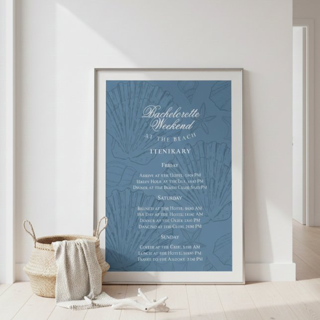 Coastal Blue Bachelorette Itinerary Poster (Coastal Blue Bachelorette Itinerary Poster)