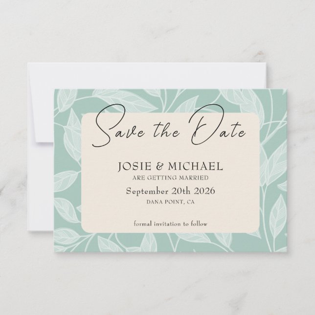 Coastal Blue Boho photo Flat Save The Date Card Spara Datumet (Framsida)