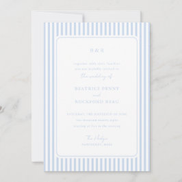 Coastal Blue Classic Stripes Minimalist Wedding Inbjudningar