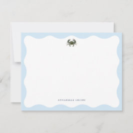 Coastal Blue Crab Personalized Stationery Anteckningskort