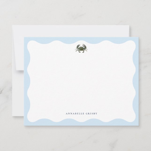 Coastal Blue Crab Personalized Stationery Anteckningskort (Framsida)