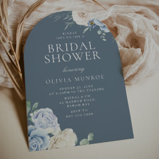 Coastal Blue Floral Bridal Shower Inbjudningar