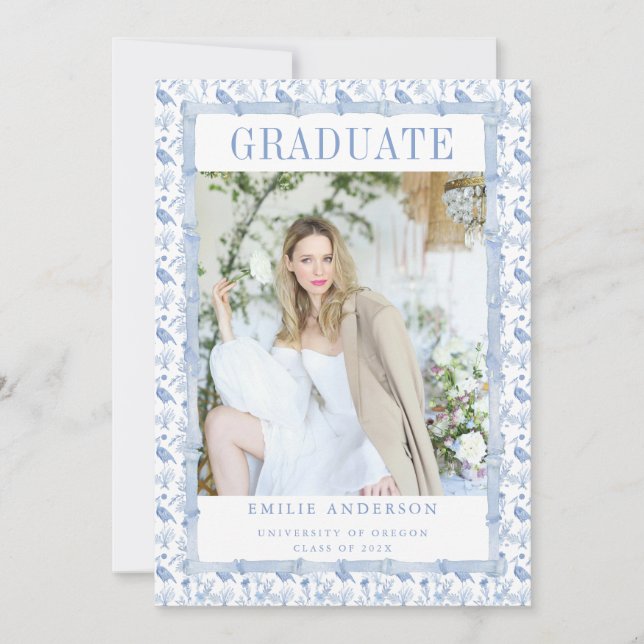 Coastal Blue Graduation Announcement Card Photo Inbjudningar (Framsida)