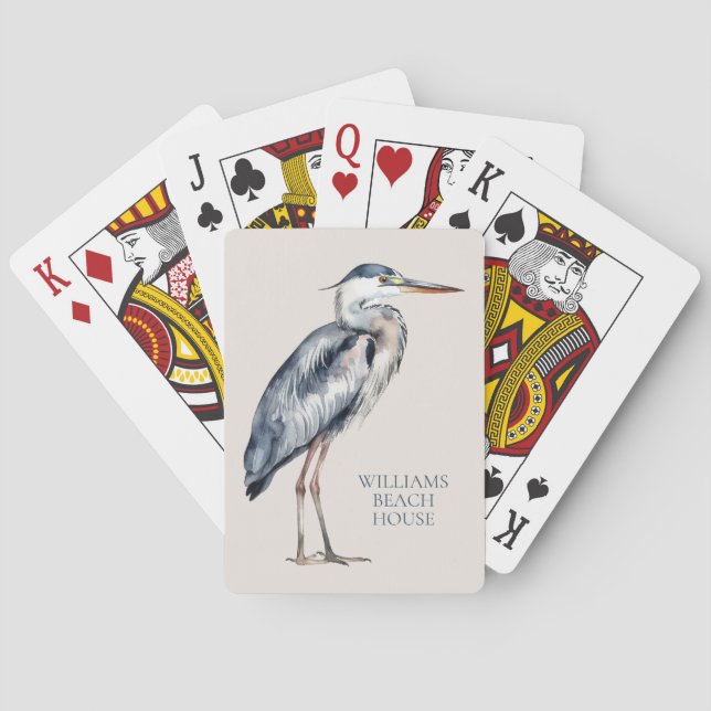 Coastal Blue Heron Bird Personalized Casinokort (Baksidan)