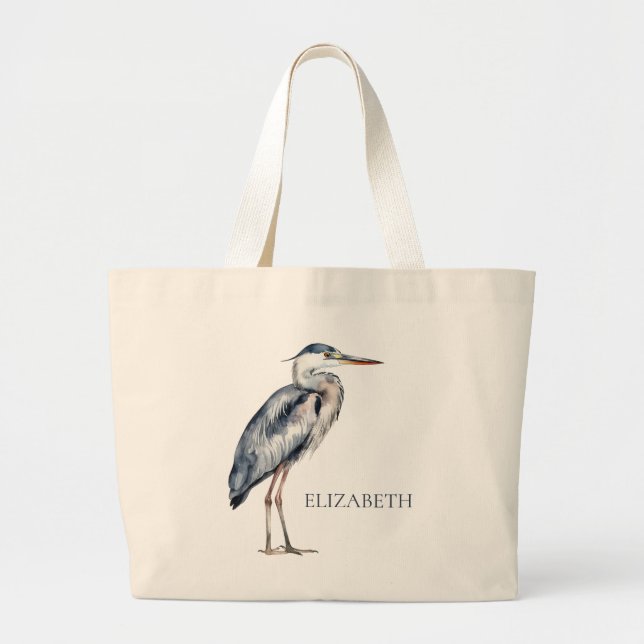 Coastal Blue Heron Bird Personalized Jumbo Tygkasse (Framsidan)