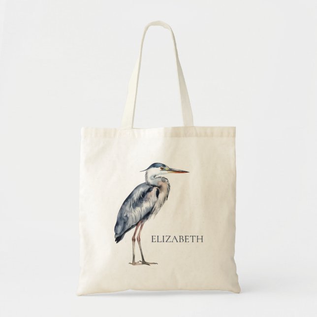 Coastal Blue Heron Bird Personalized Tygkasse (Framsidan)