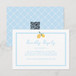 Coastal Blue Lemon Amalfi QR Code RSVP  Tilläggskort