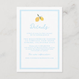 Coastal Blue Lemon Amalfi Wedding Details Card Tilläggskort