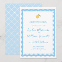 Coastal Blue Lemon Amalfi Wedding Invitation