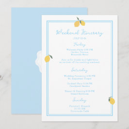 Coastal Blue Lemon Amalfi Wedding Itinerary Card Inbjudningar