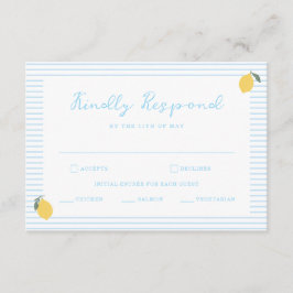 Coastal Blue Lemon Amalfi Wedding RSVP Card Tilläggskort