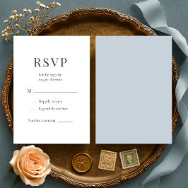 Coastal Blue Minimalist Wedding RSVP  OSA Kort