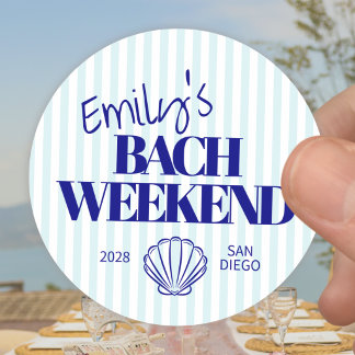 Coastal Blue Randig Bach Weekend Shell Classic Ro Runt Klistermärke