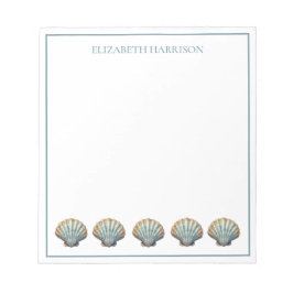 Coastal Blue Scallop Seashells Personalized Anteckningsblock