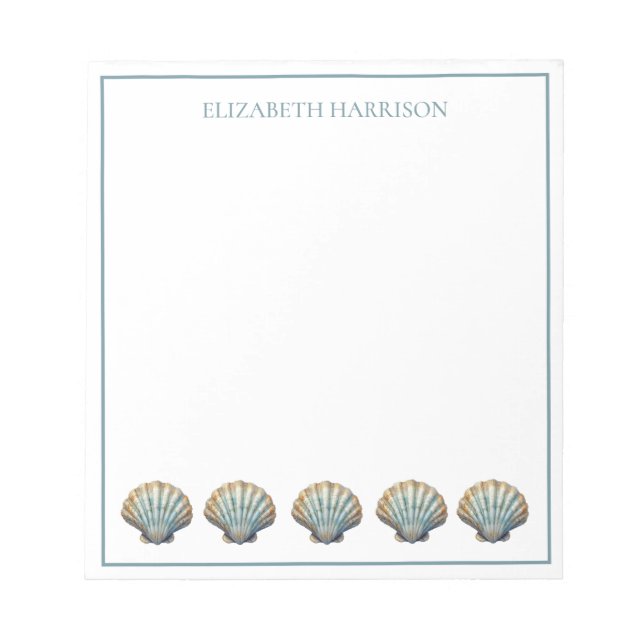 Coastal Blue Scallop Seashells Personalized Anteckningsblock (Framsida)
