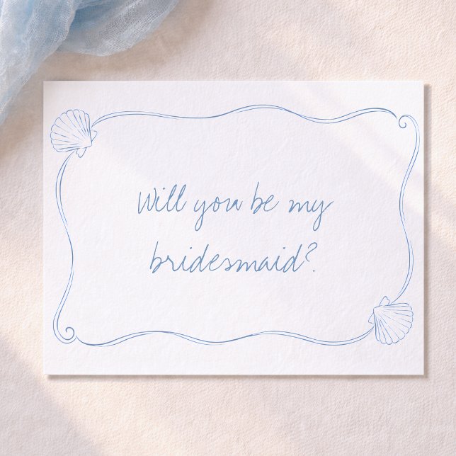 Coastal Blue Seashell Summer Bridesmaid Proposal Kort (Skapare uppladdad)