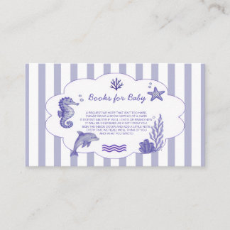 Coastal Blue Striped Books for Baby Shower Tilläggskort
