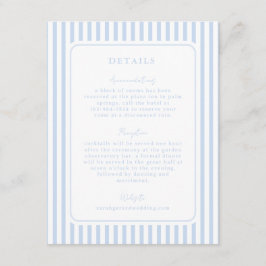 Coastal Blue Striped Wedding Detail Tilläggskort